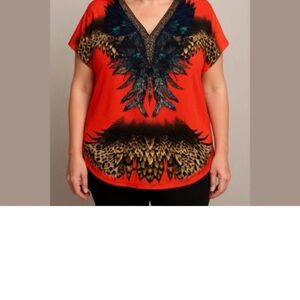 Peacock tunic with rhinestones. OSFM